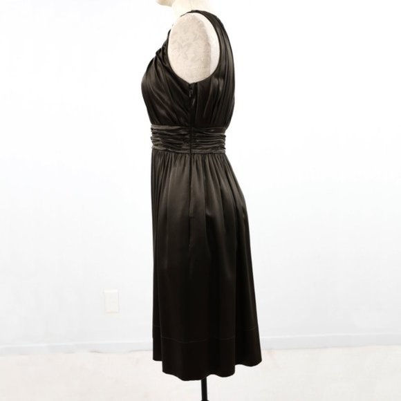DKNY 4 100% Silk Ruched Cocktail Dress Dark Green - Picture 3 of 8